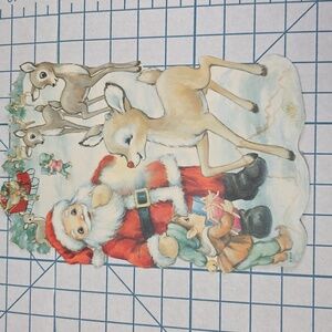 Vintage RLM Santa and Reindeer Cutout